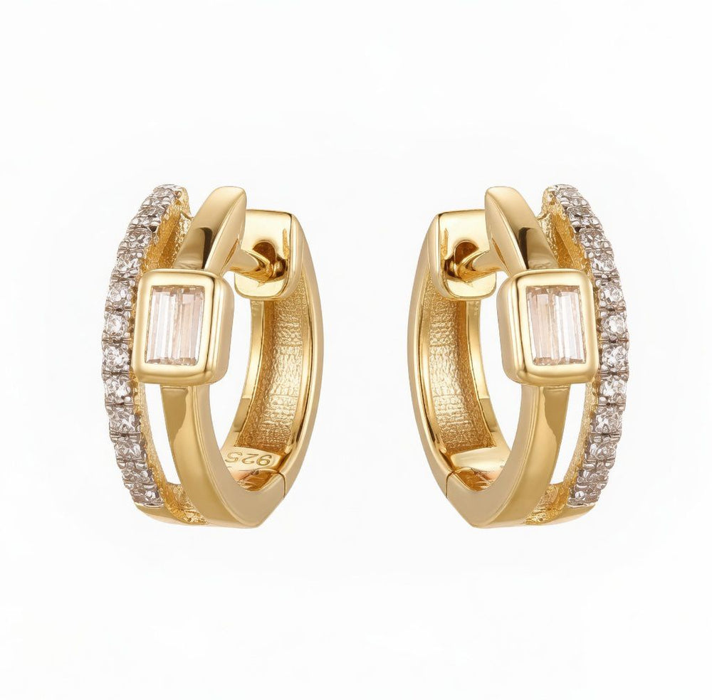925 Sterling Silver Gold Plated Cubic Zirconia Square Hoops – Imperial Time