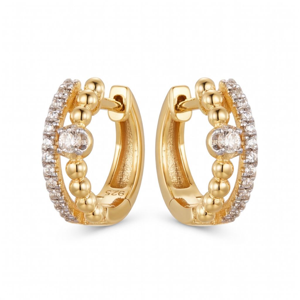 925 Sterling Silver Gold Plated Cubic Zirconia Twisted Hoops – Imperial Time