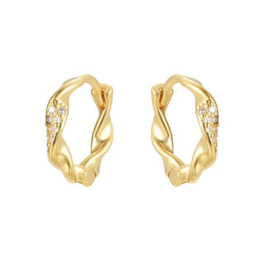 925 Sterling Silver Gold Plated Cubic Zirconia Twist Hoops – Imperial Time
