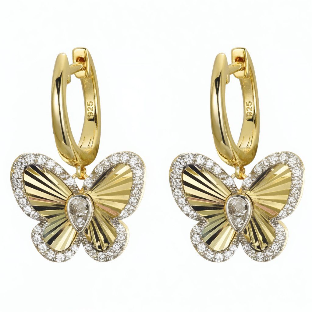 925 Sterling Silver Gold Plated Butterfly Hoops – Imperial Time