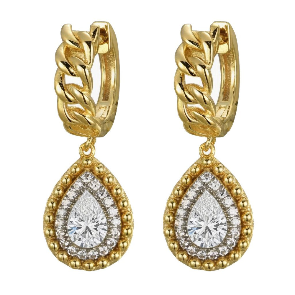 925 Sterling Silver Gold Plated Cubic Zirconia Teardrop Hoops – Imperial Time