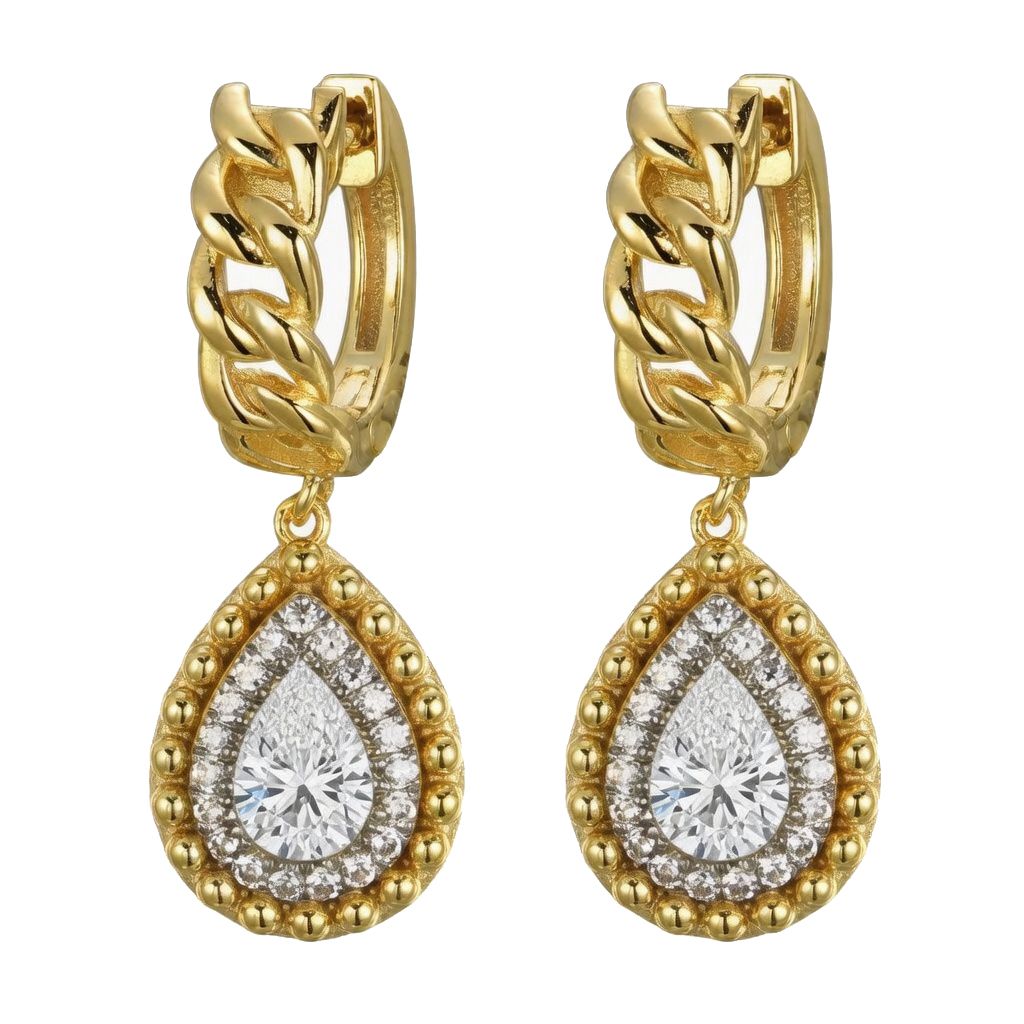 925 Sterling Silver Gold Plated Cubic Zirconia Teardrop Hoops – Imperial Time