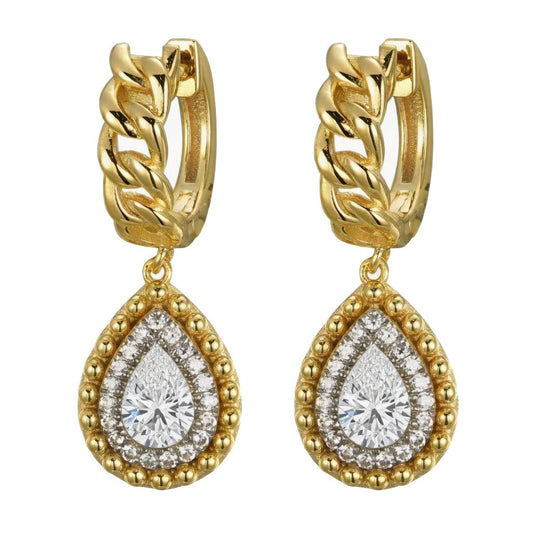 925 Sterling Silver Gold Plated Cubic Zirconia Teardrop Hoops – Imperial Time