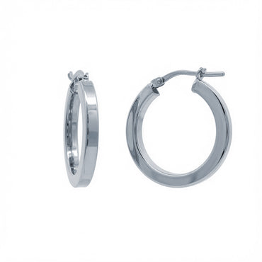 925 Silver Square Tube 15mm Hoops – side view