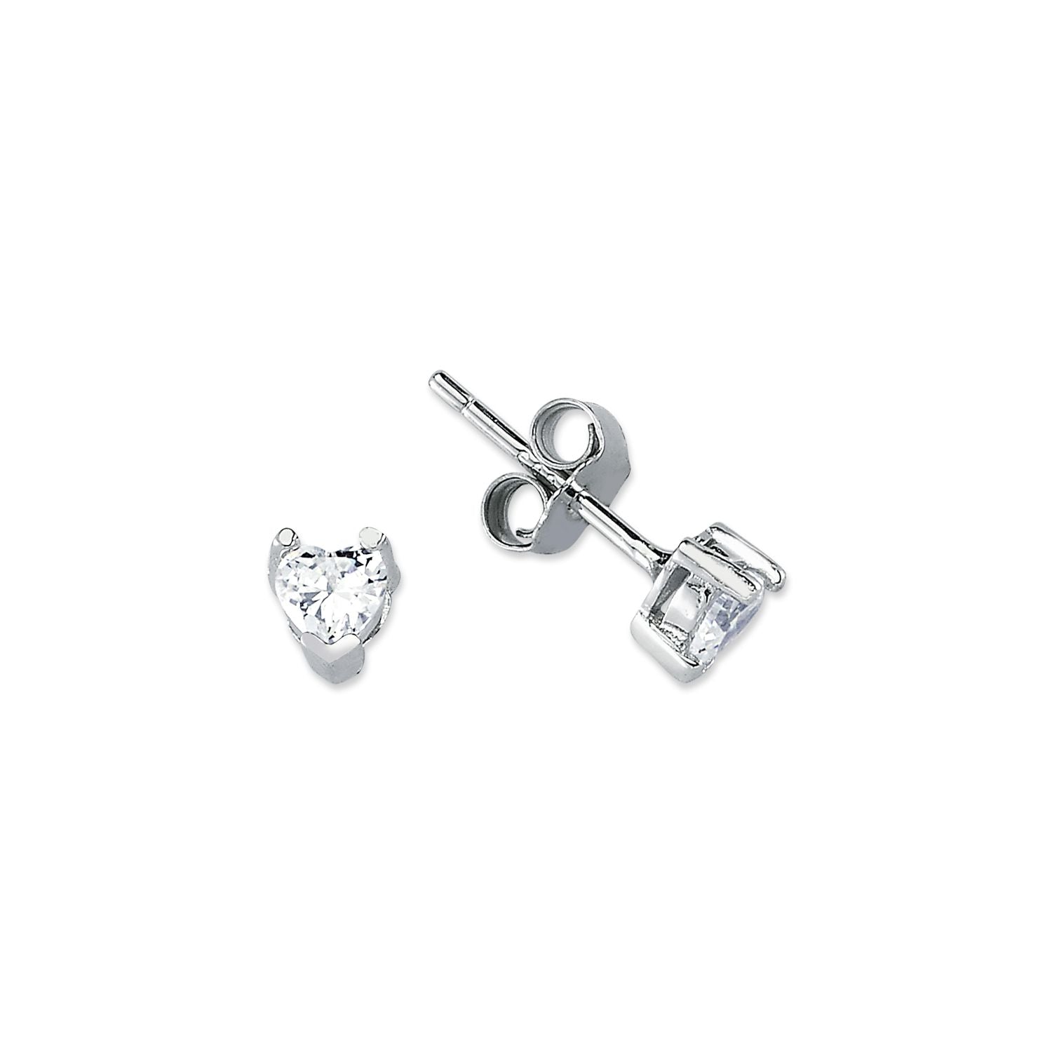925 Silver 4mm Heart Shape Cubic Zirconia Stud Earrings – Imperial Time