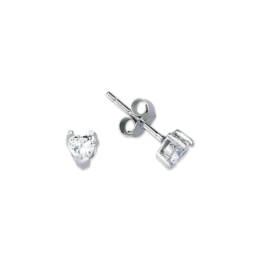 925 Silver 4mm Heart Shape Cubic Zirconia Stud Earrings – Imperial Time