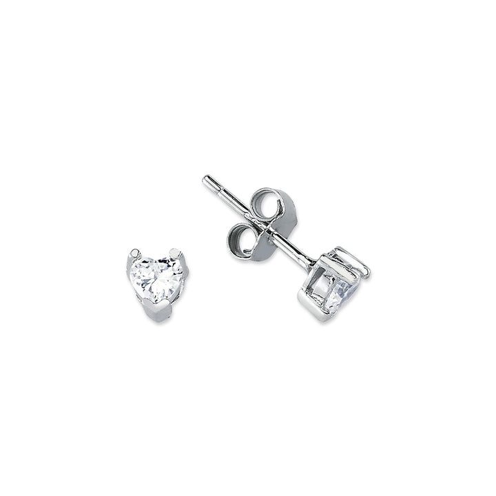 925 Silver 4mm Heart Shape Cubic Zirconia Stud Earrings – Imperial Time