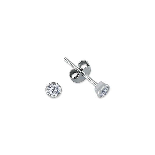 925 Silver 4mm Cubic Zirconia Set Rub Over Stud Earrings – Imperial Time