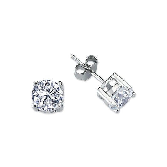 925 Silver 7mm Heavyweight Cubic Zirconia Set Stud Earrings Round – Imperial Time