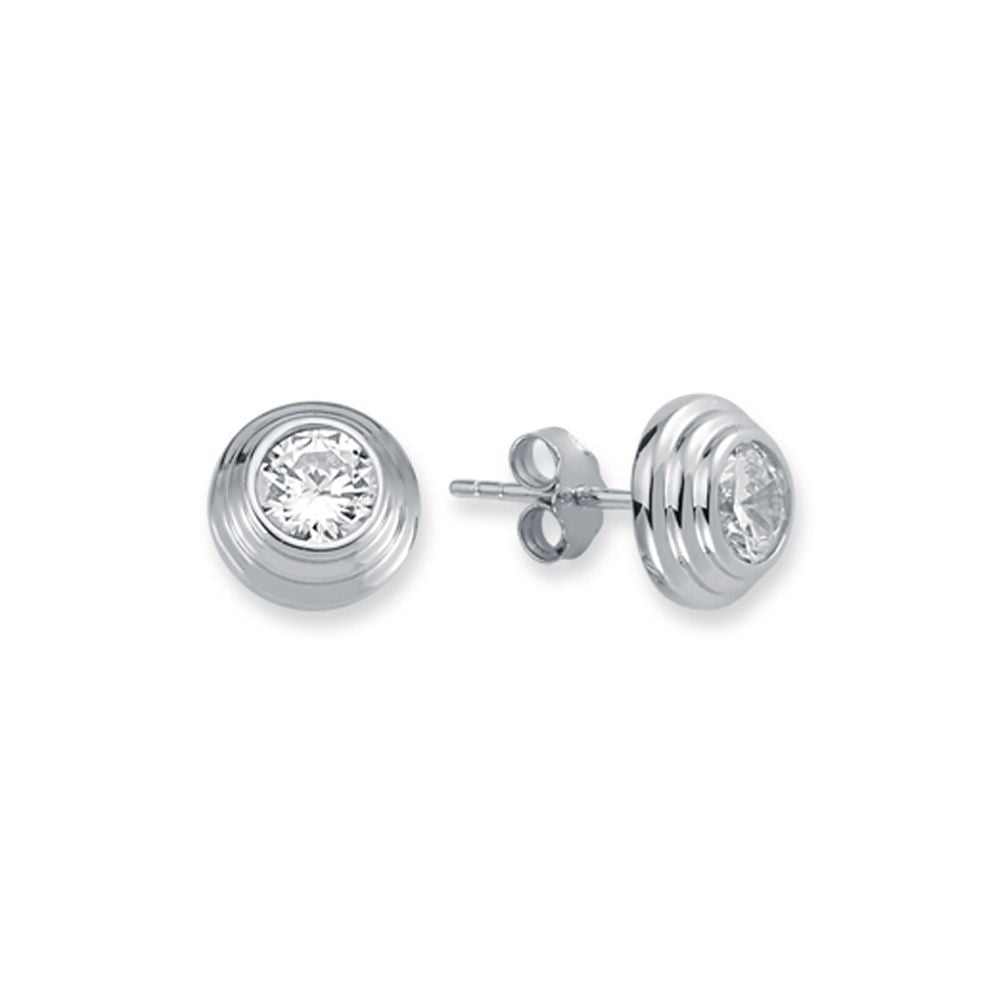 925 Silver Tiered Wedding Cake Solitare 4mm Cubic Zirconia Set Stud Earrings – Imperial Time