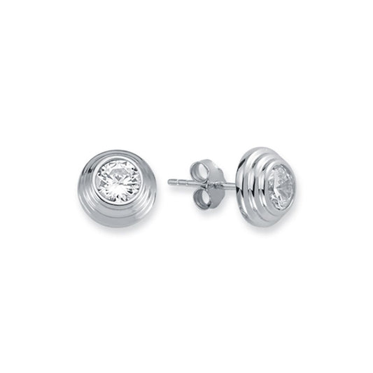 925 Silver Tiered Wedding Cake Solitare 4mm Cubic Zirconia Set Stud Earrings – Imperial Time