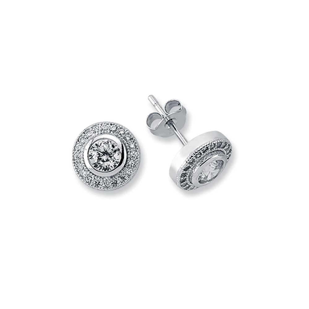 925 Silver 5mm Cubic Zirconia Set Solitaire Halo Stud earrings – Imperial Time