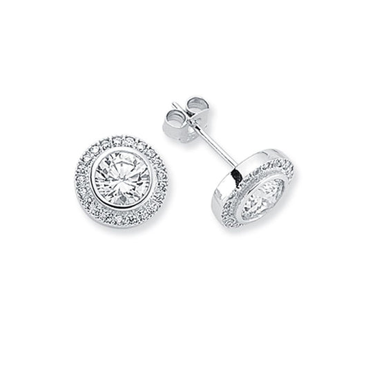 925 Silver 7mm Cubic Zirconia Set Solitaire Halo Stud earrings – Imperial Time