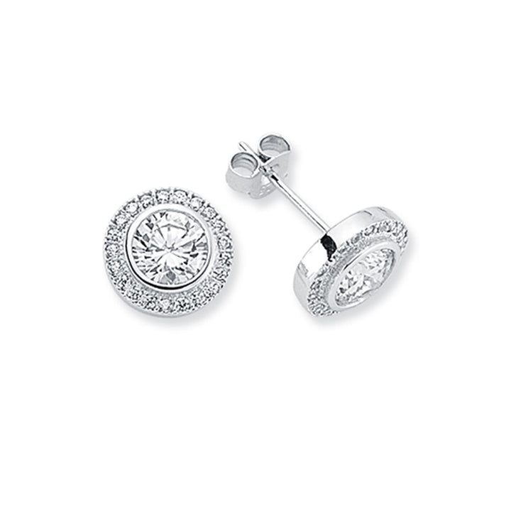 925 Silver 7mm Cubic Zirconia Set Solitaire Halo Stud earrings – Imperial Time