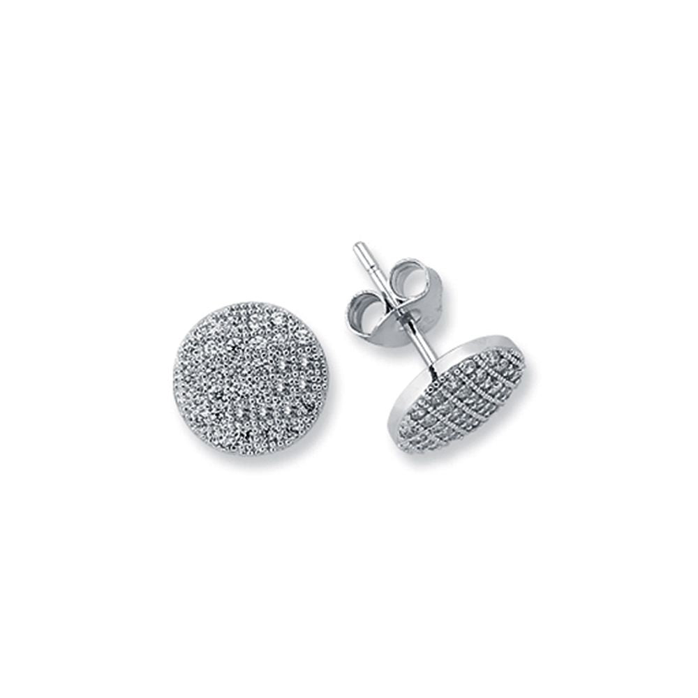 925 Silver Cubic Zirconia Pave Set Button Stud Earrings – Imperial Time