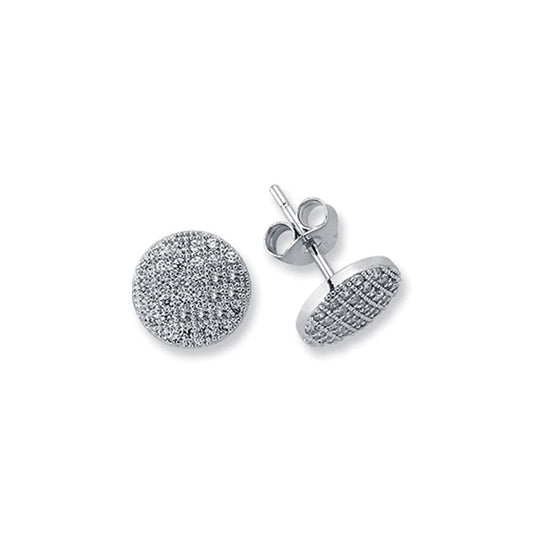 925 Silver Cubic Zirconia Pave Set Button Stud Earrings – Imperial Time