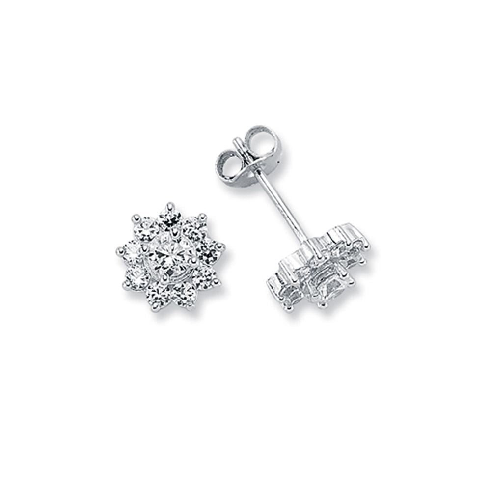 925 Silver Cubic Zirconia Set 10x1 Cluster Stud Earrings – Imperial Time