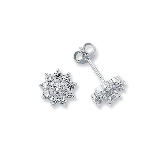 925 Silver Cubic Zirconia Set 10x1 Cluster Stud Earrings – Imperial Time