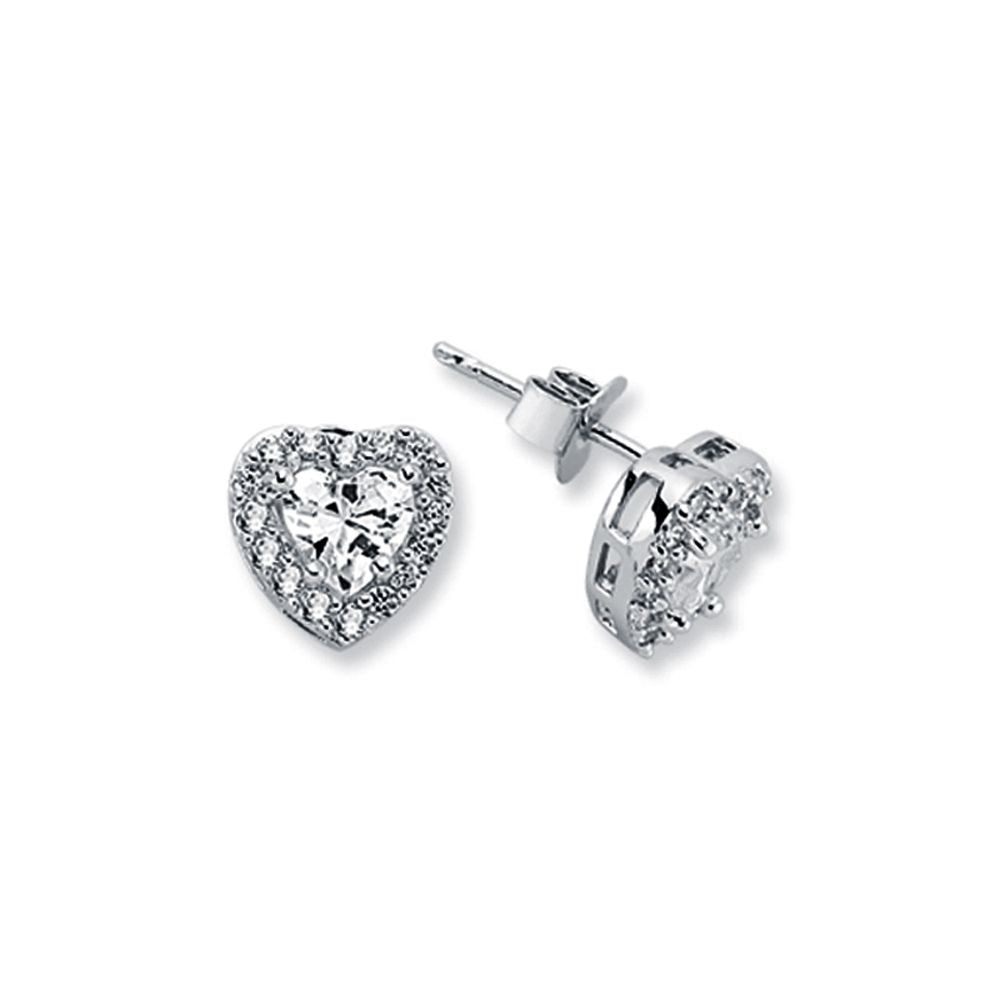 925 Silver Cubic Zirconia Set Heart Shape Cluster Stud earrings – Imperial Time