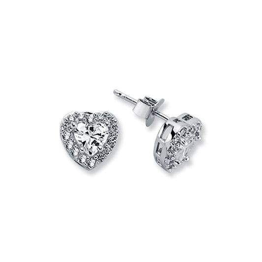 925 Silver Cubic Zirconia Set Heart Shape Cluster Stud earrings – Imperial Time