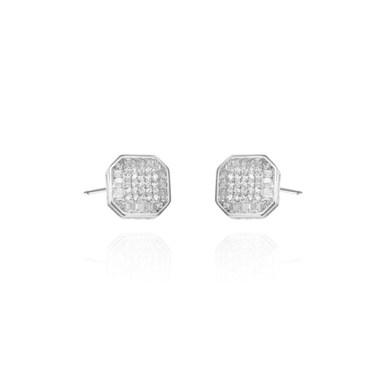 925 Silver Cubic Zirconia Brilliant and Baguette Cut Stud Earrings – Imperial Time
