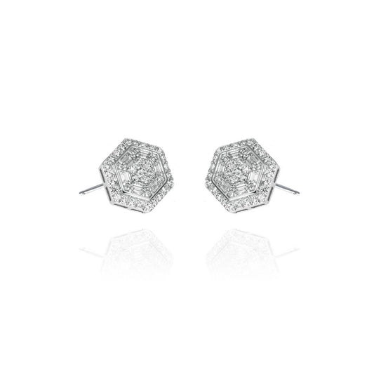 925 Silver Cubic Zirconia Brilliant and Baguette Cut Stud Earrings – Imperial Time