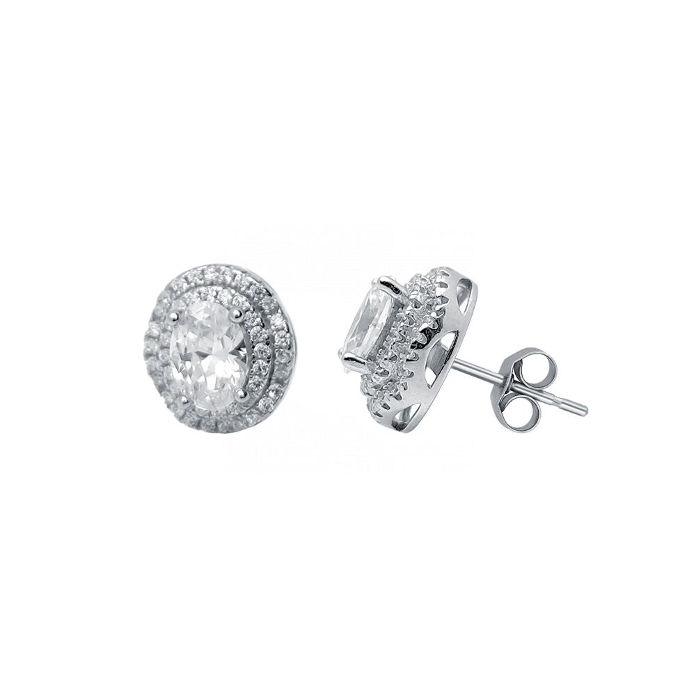 925 Silver Cubic Zirconia Set Halo Stud Earrings – Imperial Time