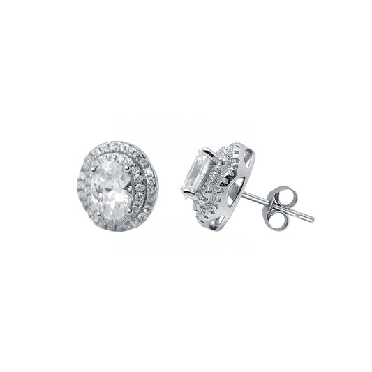 925 Silver Cubic Zirconia Set Halo Stud Earrings – Imperial Time