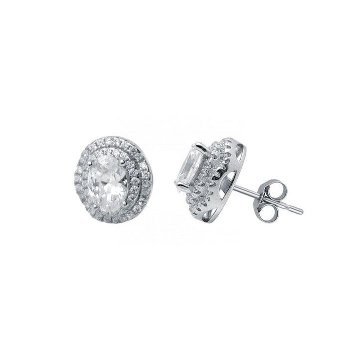 925 Silver Cubic Zirconia Set Halo Stud Earrings – Imperial Time