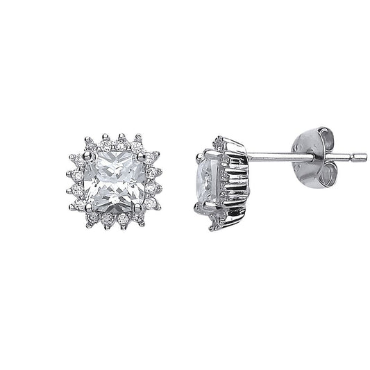 925 Silver Square Cubic Zirconia Set Cluster Stud Earrings – Imperial Time