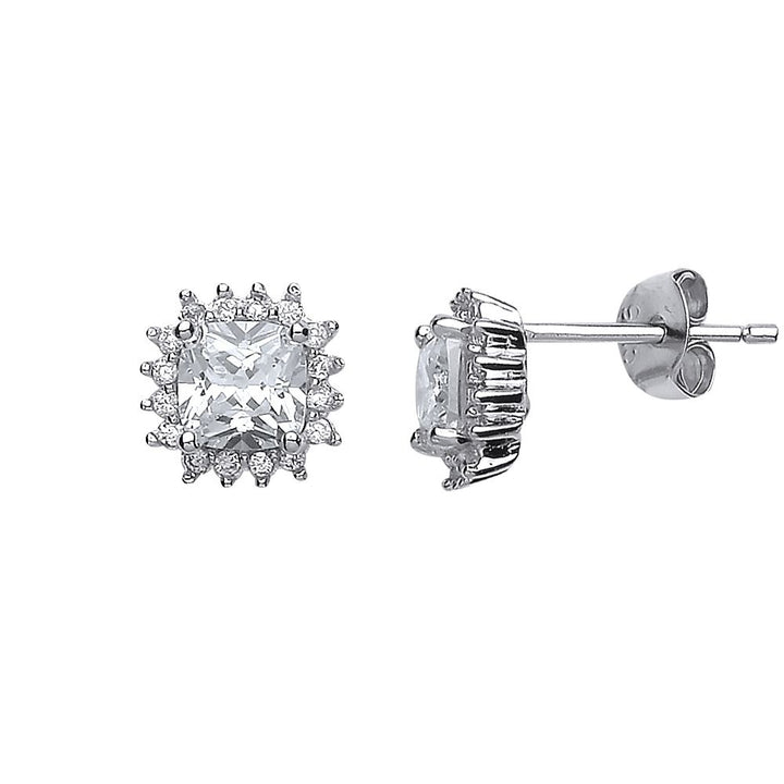 925 Silver Square Cubic Zirconia Set Cluster Stud Earrings – Imperial Time