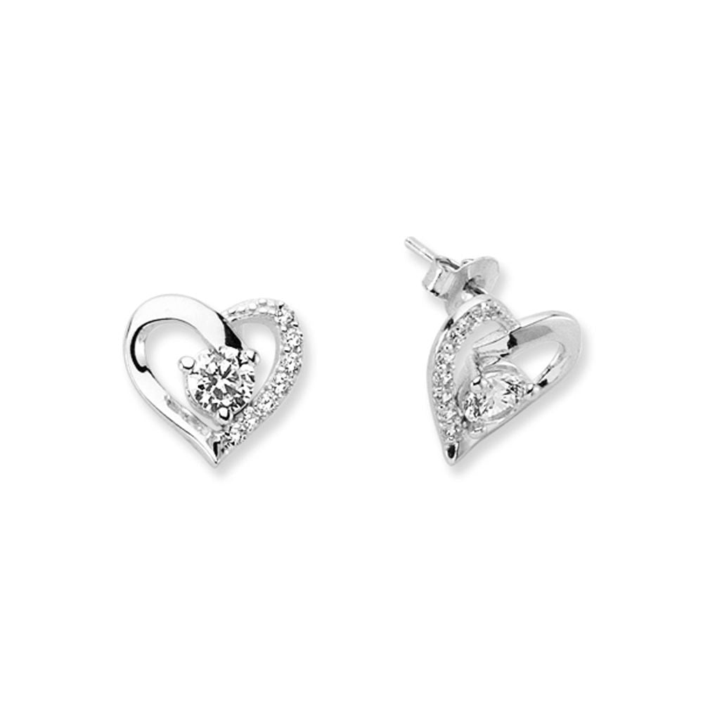 925 Silver Cubic Zirconia Set Heart Stud Earrings – Imperial Time