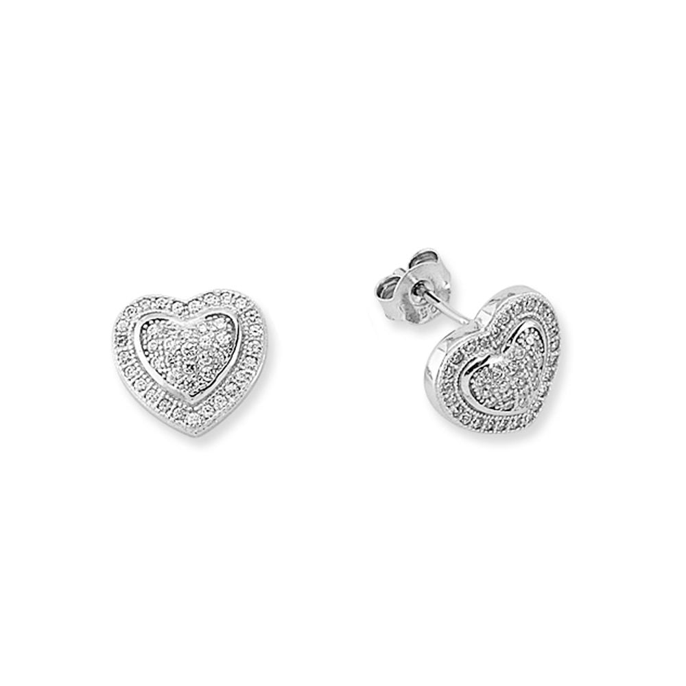 925 Silver Cubic Zirconia Set Heart Stud Earrings – Imperial Time