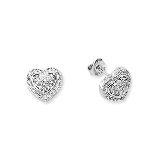 925 Silver Cubic Zirconia Set Heart Stud Earrings – Imperial Time