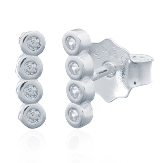 925 Silver Stud Earrings - Cubic Zirconia Set (AES143) – product view