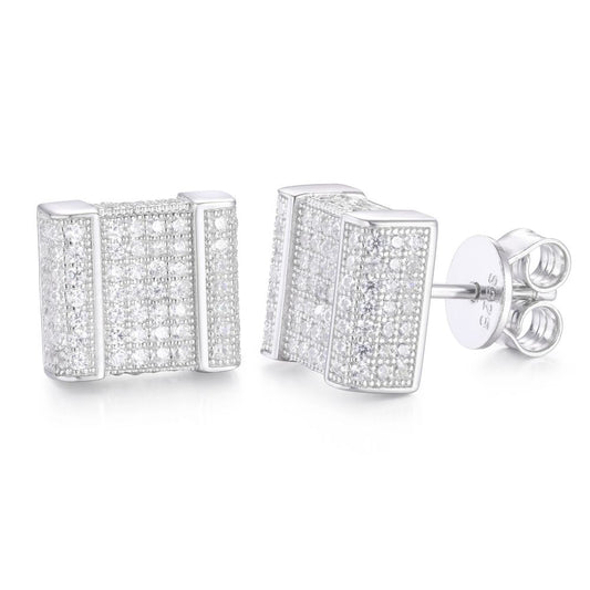 925 Silver Cubic Zirconia Set Square Cluster Stud Earrings – Imperial Time