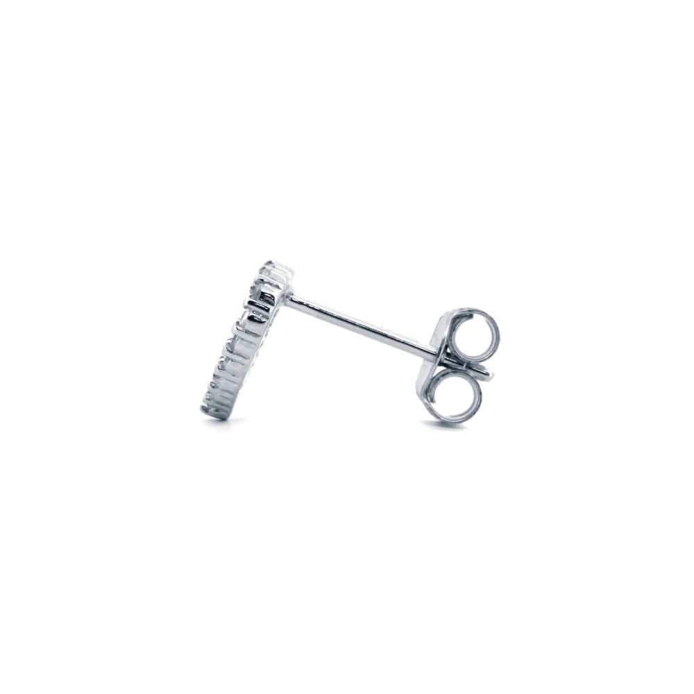 925 Silver Rhodium Plated Cubic Zirconia Set Heart Stud Earrings (AES170) – product view