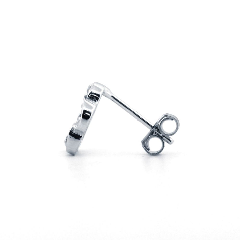 925 Silver Rhodium Plated Cubic Zirconia Set Clover Stud Earrings (AES171) – product view