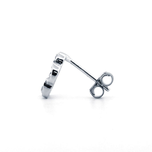 925 Silver Rhodium Plated Cubic Zirconia Set Clover Stud Earrings (AES171) – product view