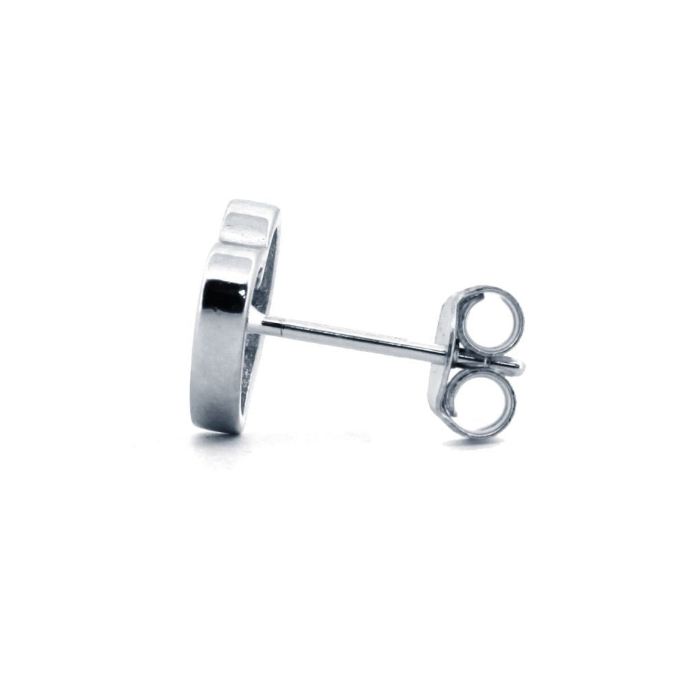 925 Silver Rhodium Plated Cubic Zirconia Set Heart Stud Earrings (AES172) – product view
