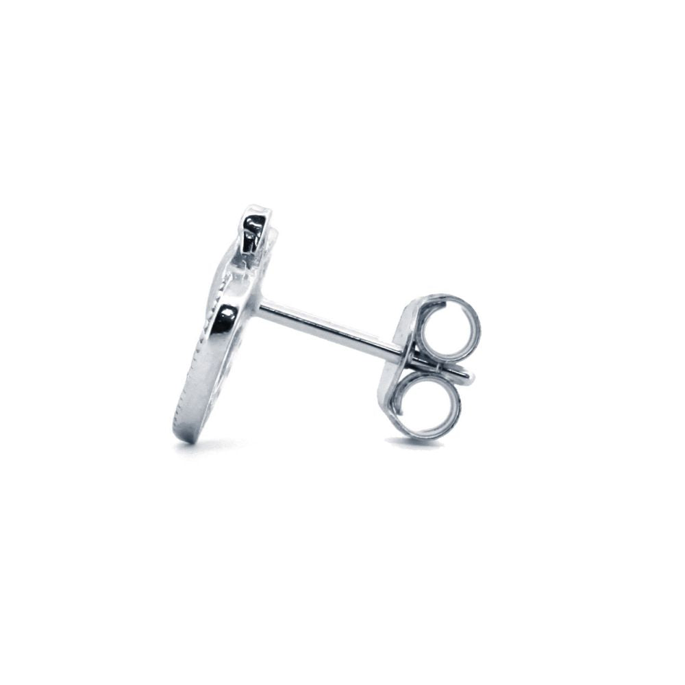 925 Silver Rhodium Plated Cubic Zirconia Set Heart Stud Earrings (AES173) – product view