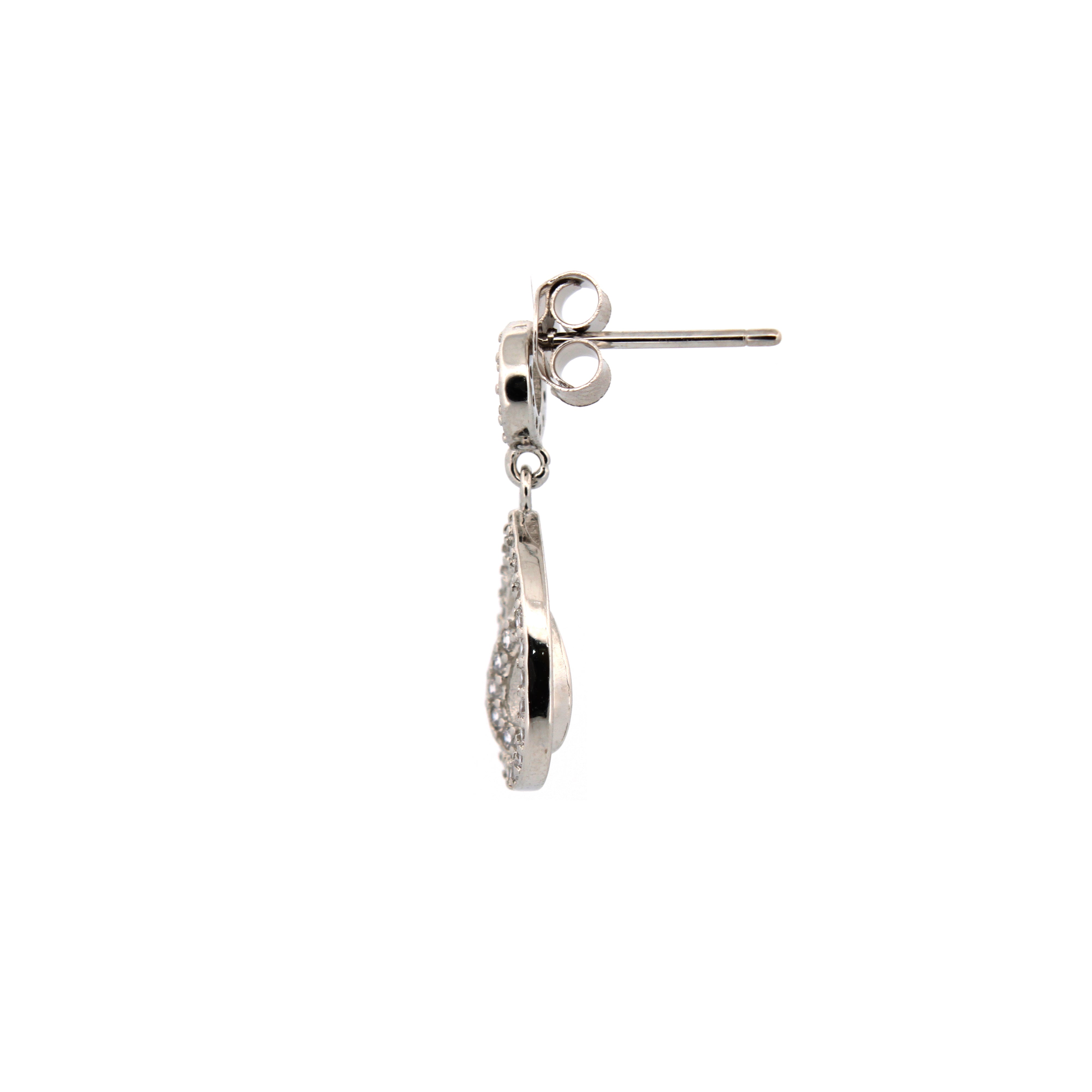 925 Silver Rhodium Plated Cubic Zirconia Set Drop Earrings (AES180) – product view