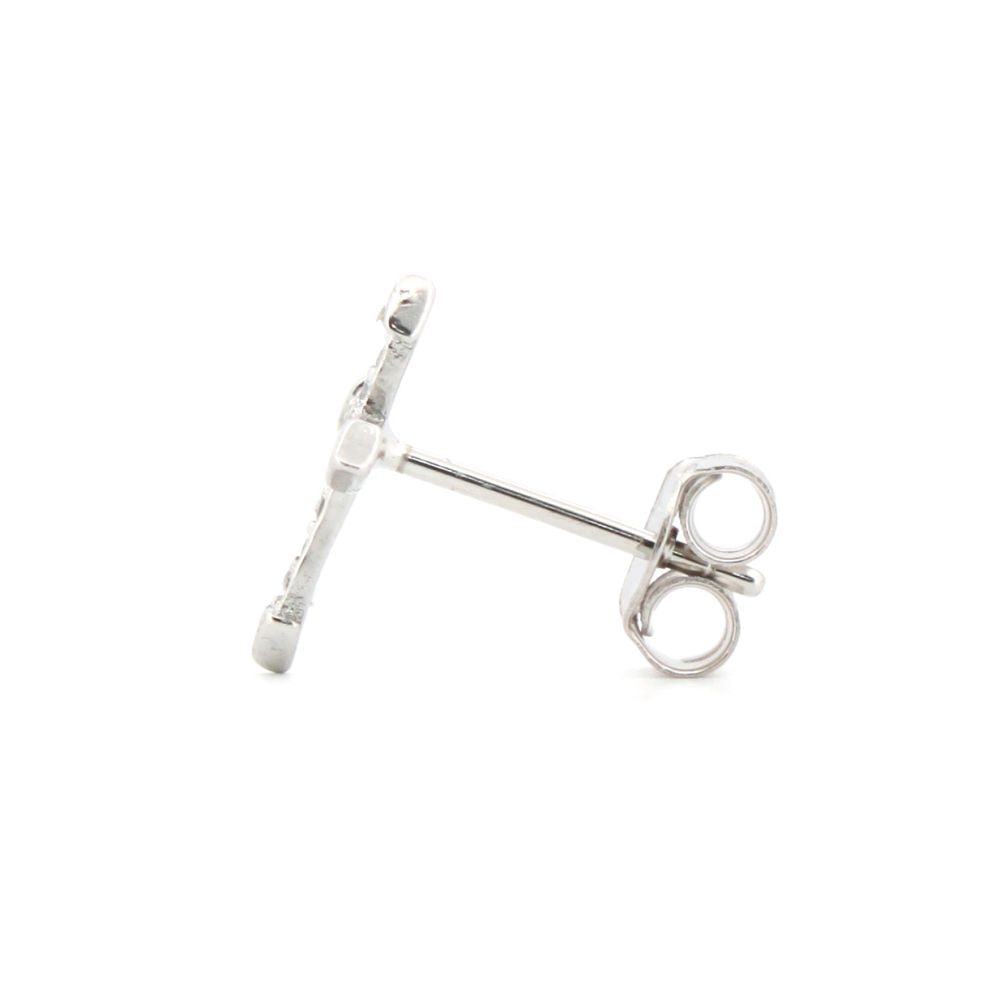 925 Silver Rhodium Plated Cubic Zirconia Set Cross Stud Earrings (AES181) – product view
