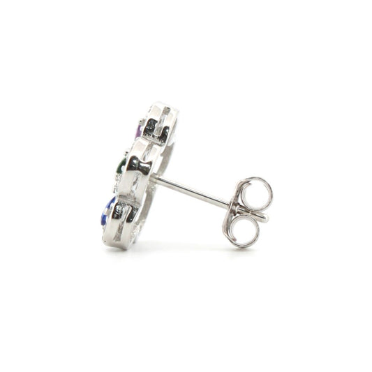 925 Silver Rhodium Plated Cubic Zirconia Set Stud Earrings (AES182) – product view