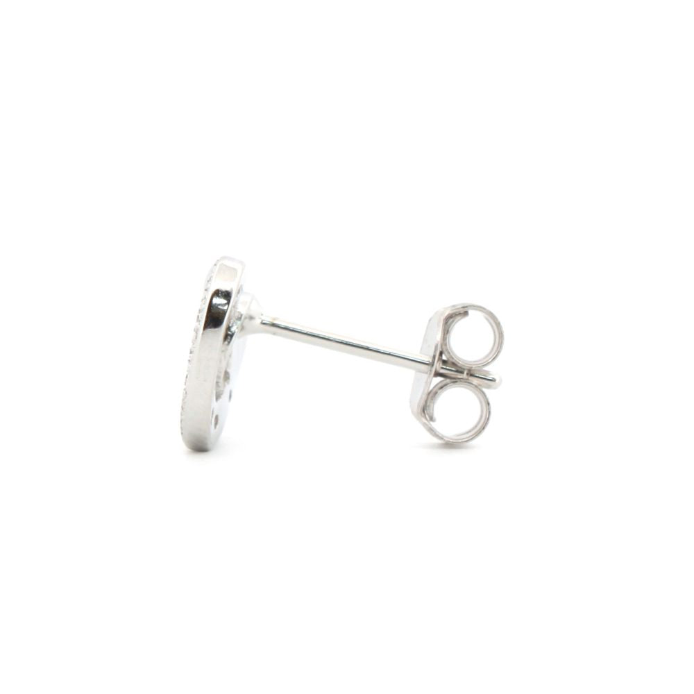 925 Silver Rhodium Plated Cubic Zirconia Set Heart Stud Earrings (AES183) – product view