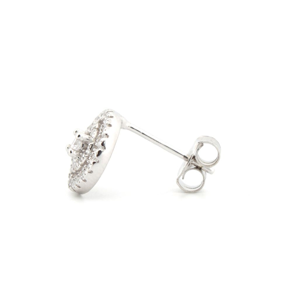 925 Silver Rhodium Plated Cubic Zirconia Set Stud Earrings (AES187) – product view