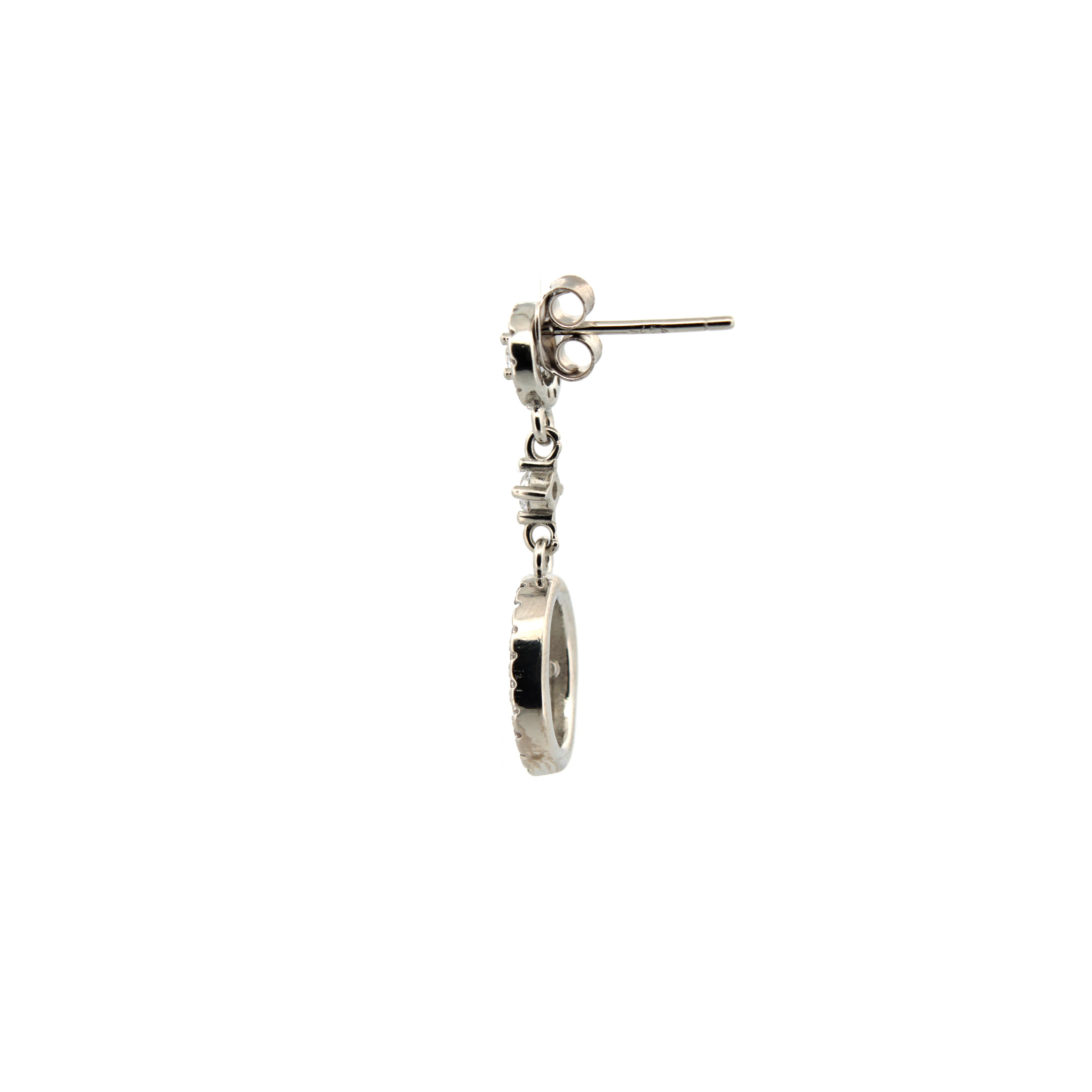 925 Silver Rhodium Plated Cubic Zirconia Set Stud Earrings (AES197) – product view