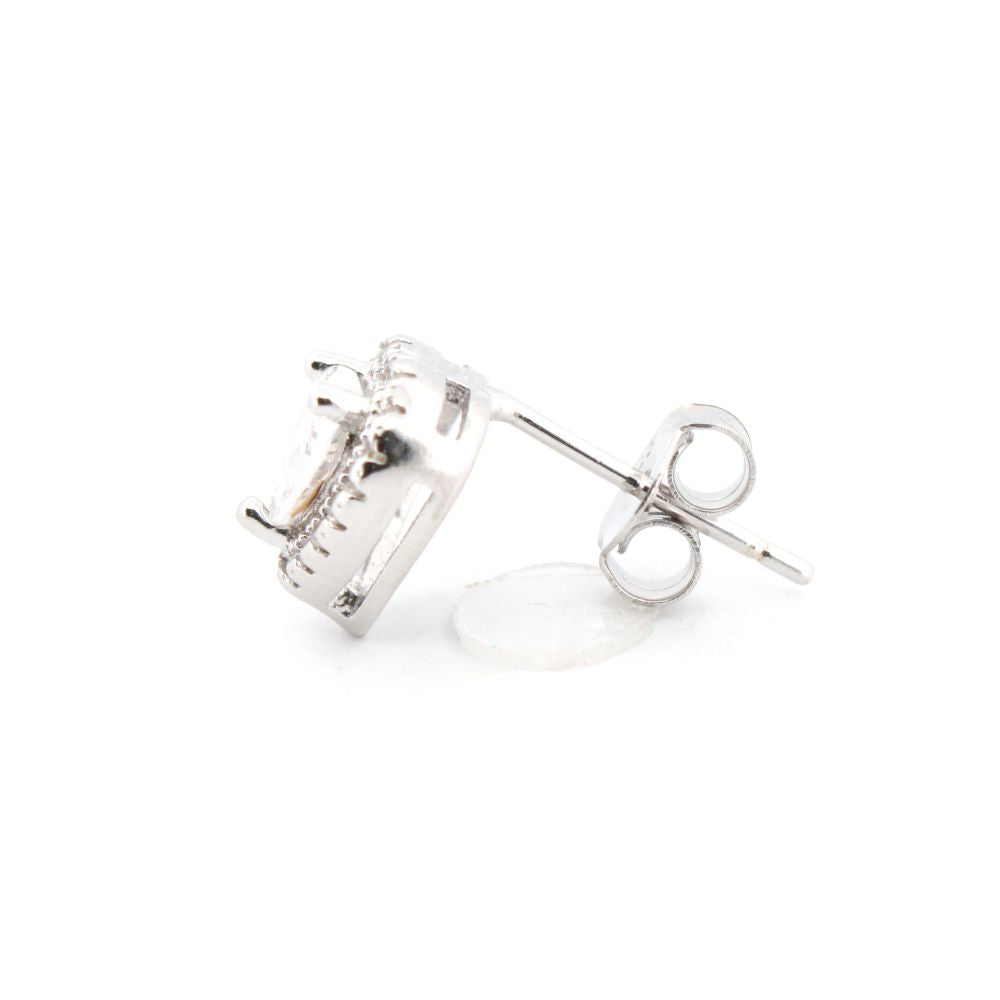 925 Silver Rhodium Plated Cubic Zirconia Set Stud Earrings (AES198) – product view