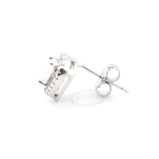 925 Silver Rhodium Plated Cubic Zirconia Set Stud Earrings (AES198) – product view