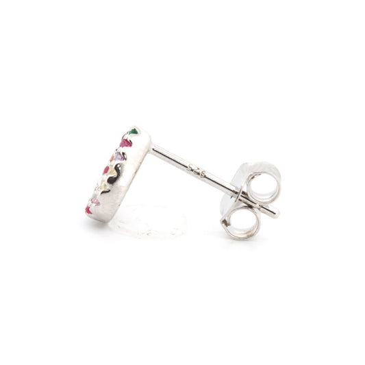 925 Silver Rhodium Plated Cubic Zirconia Set Stud Earrings (AES205) – product view